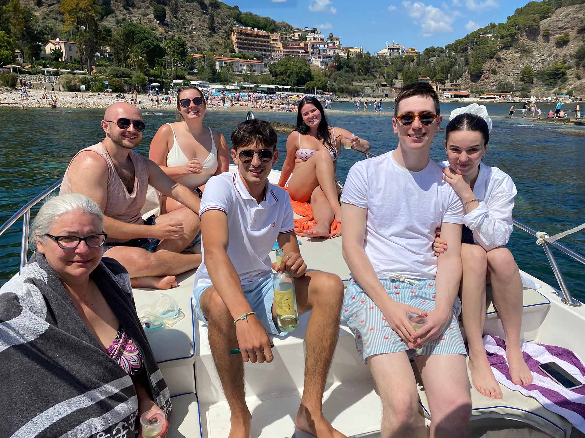 Sicilian specialities enjoyed on board near Giardini Naxos